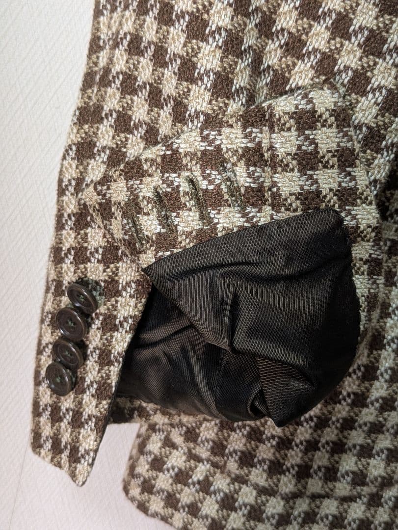 ★デペトリロ メンズテーラードジャケット 麻 綿 ブラウン 46 本切羽