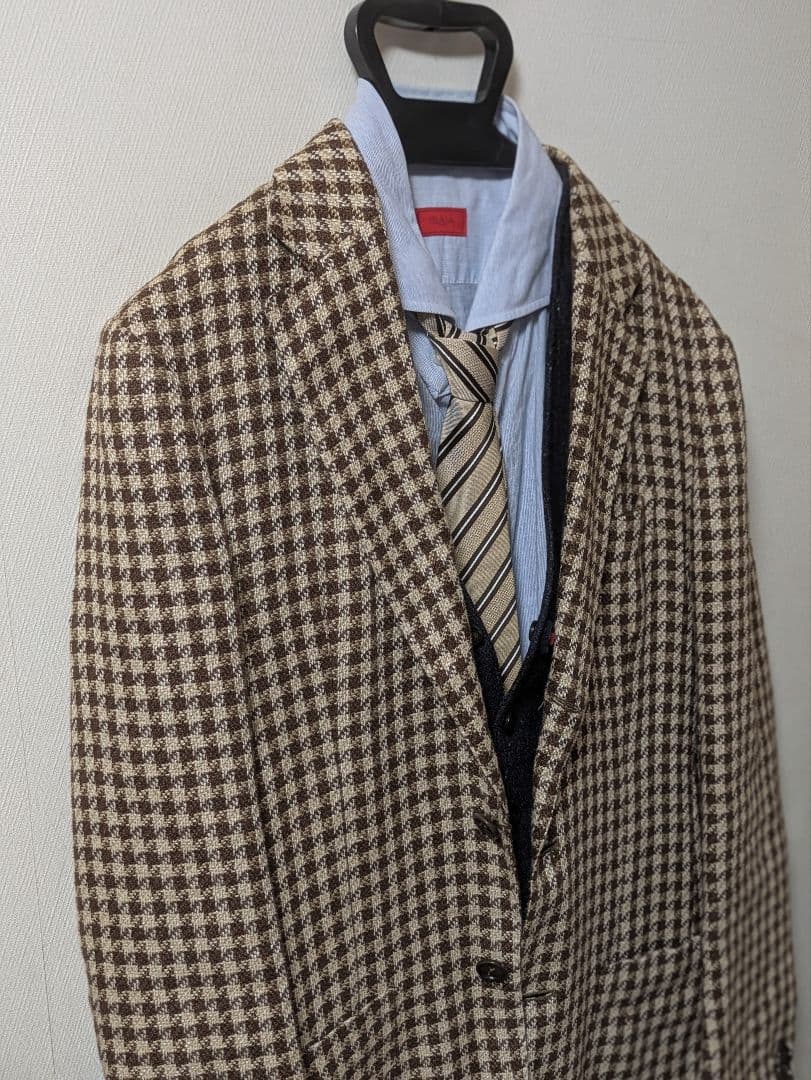 ★デペトリロ メンズテーラードジャケット 麻 綿 ブラウン 46 本切羽