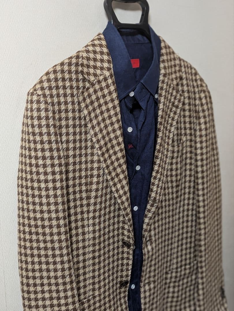 ★デペトリロ メンズテーラードジャケット 麻 綿 ブラウン 46 本切羽