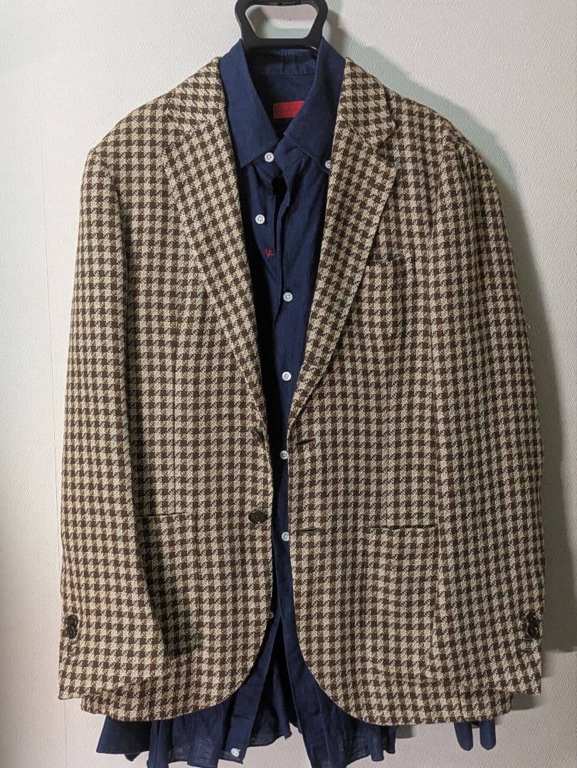 ★デペトリロ メンズテーラードジャケット 麻 綿 ブラウン 46 本切羽