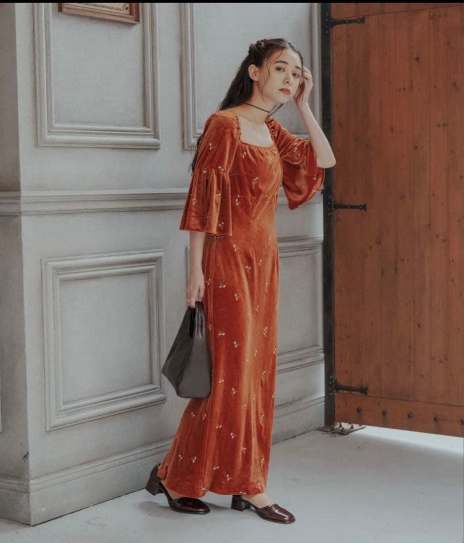 オレンジ ベルスリーブ パーティードレス サイズ1