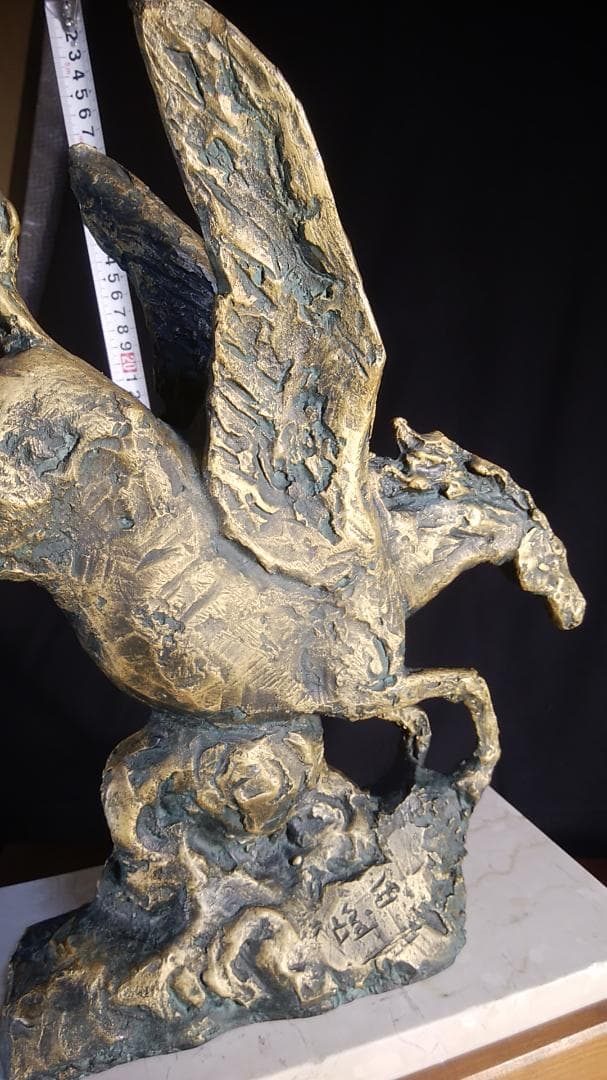 や*す様 ブロンズ像 西望「春風」ペガサス天馬 高3４c重６kg/彫刻銅像/干支