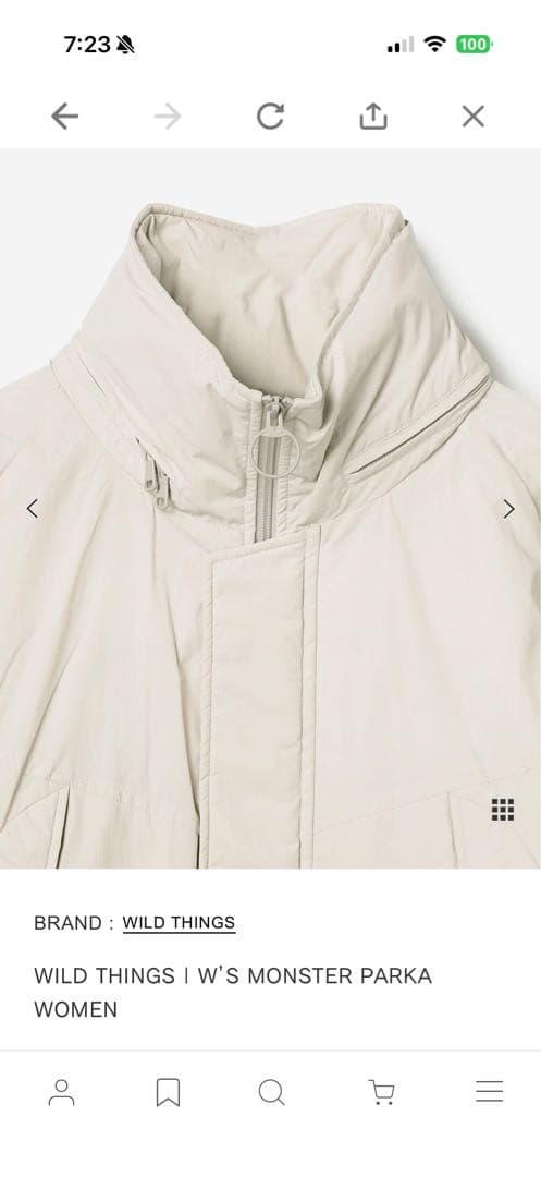 ほぼ未使用　ワイルドシングス　モンスターパーカー　黒　ビショップ