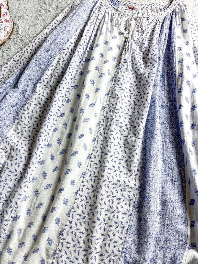 【45R】45rpm 綿100% フラワーパッチワークフレアチュニック 花柄 2