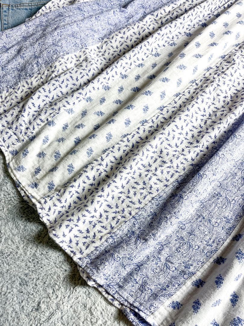 【45R】45rpm 綿100% フラワーパッチワークフレアチュニック 花柄 2