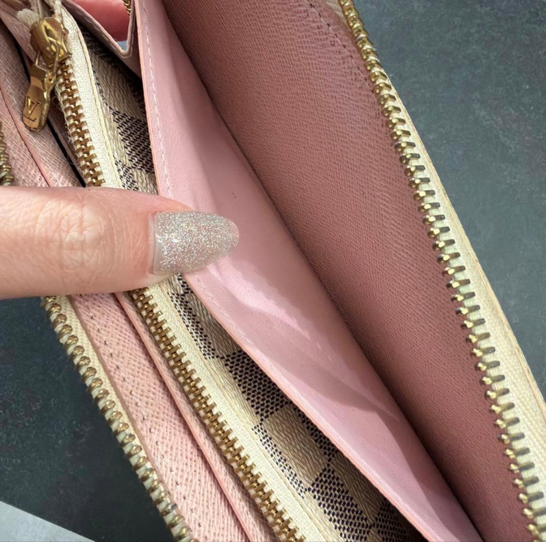 ルイヴィトン ダミエ アズール ポルトフォイユクレマンス ピンク 長財布