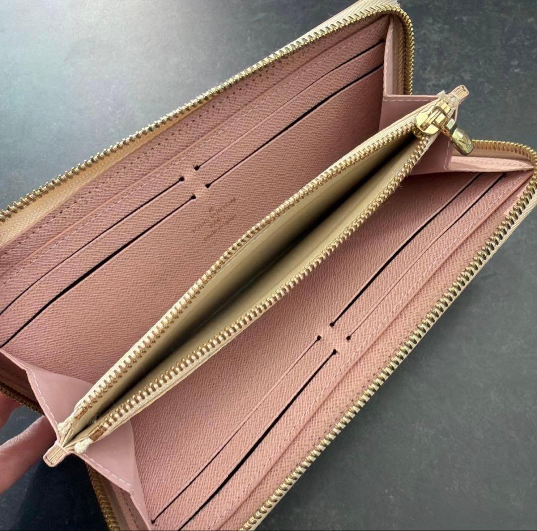 ルイヴィトン ダミエ アズール ポルトフォイユクレマンス ピンク 長財布