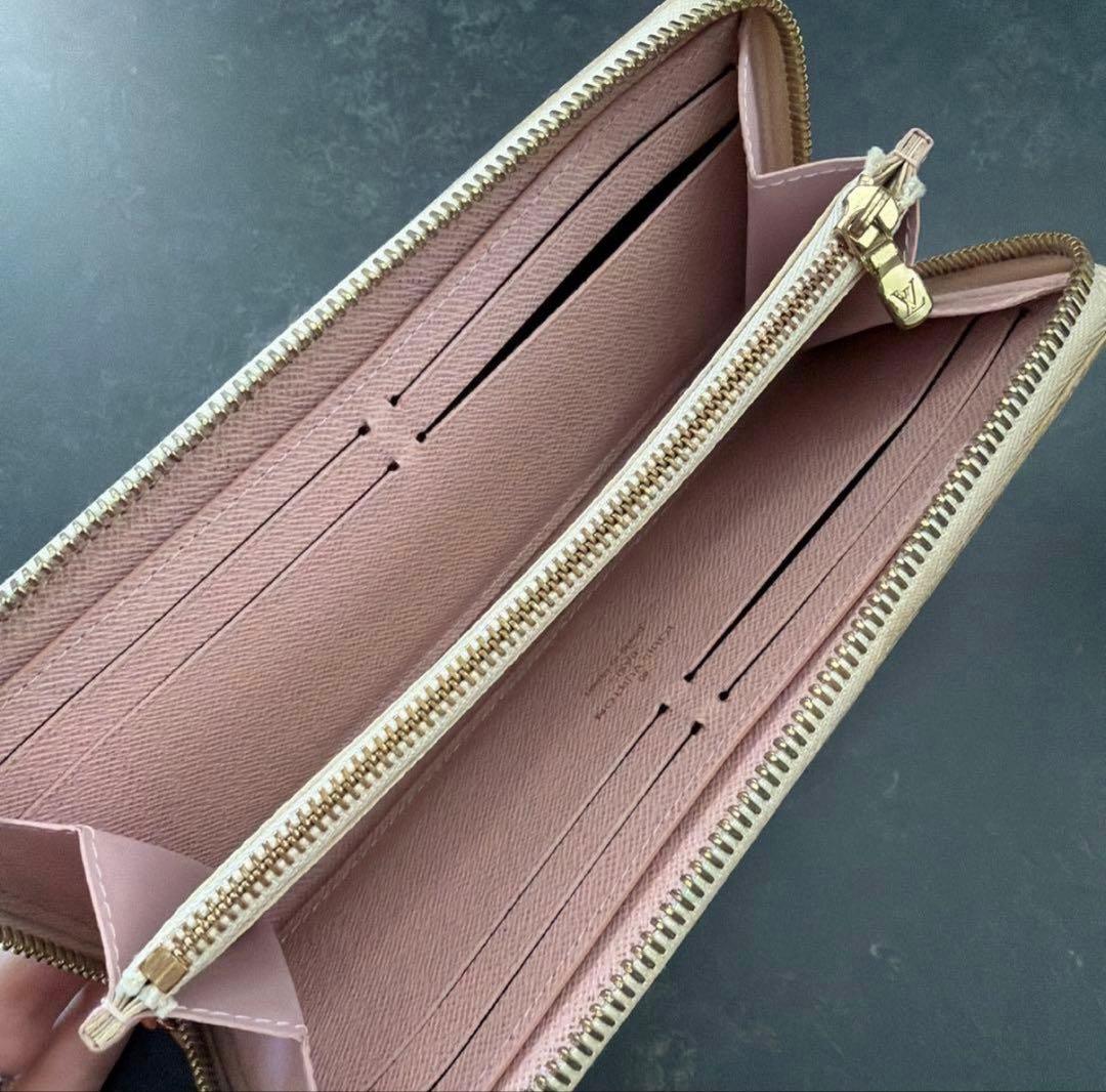 ルイヴィトン ダミエ アズール ポルトフォイユクレマンス ピンク 長財布