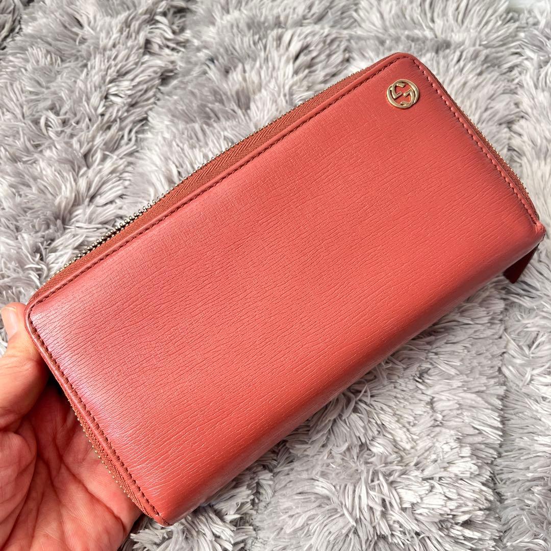 良品✨GUCCI ラウンドファスナー　インターロッキング　レザー　長財布