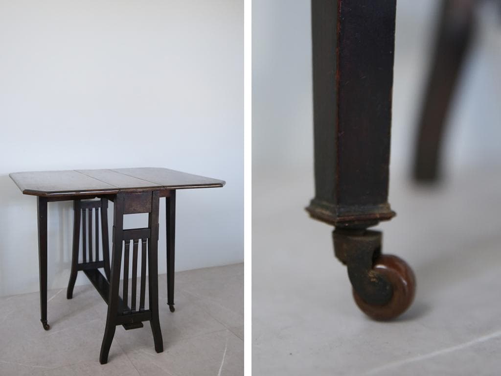 英国アンティーク木製ゲートレッグテーブル/ダイニング机/バタフライ(92-116