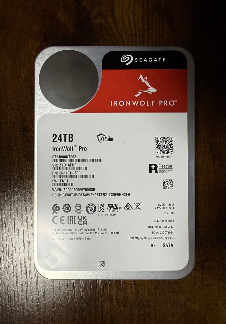 ⭐️動作良好 Seagate IronWolf Pro 24TB 使用114時間