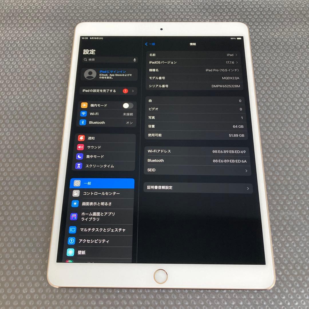 2489 電池最良好☆iPad Pro 64GB 10.5インチ WIFIモデル