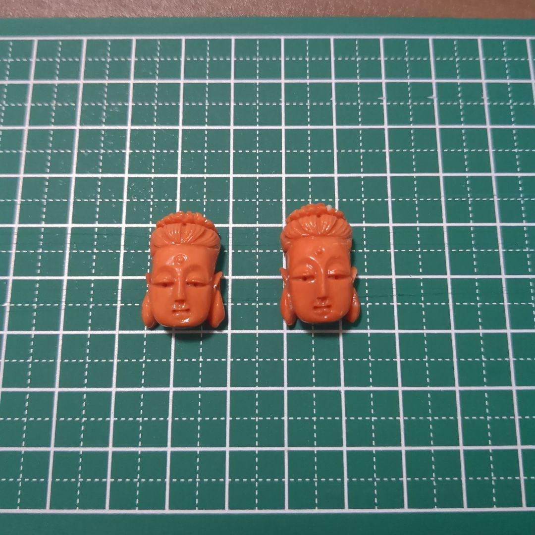 赤珊瑚　観音様彫刻ペア