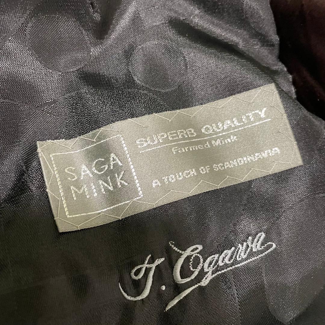 2XL相当 SAGA MINK ロングコート シェアードミンク レア ダイヤ模様