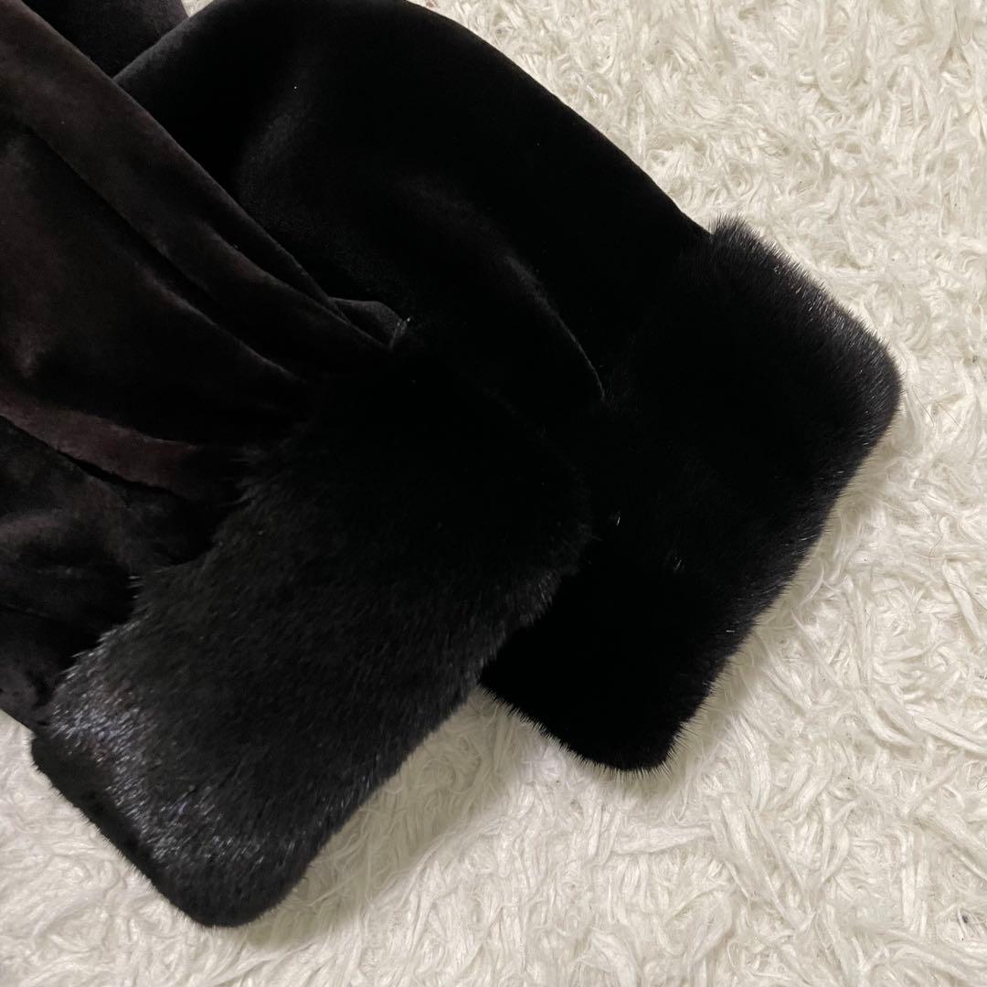 2XL相当 SAGA MINK ロングコート シェアードミンク レア ダイヤ模様