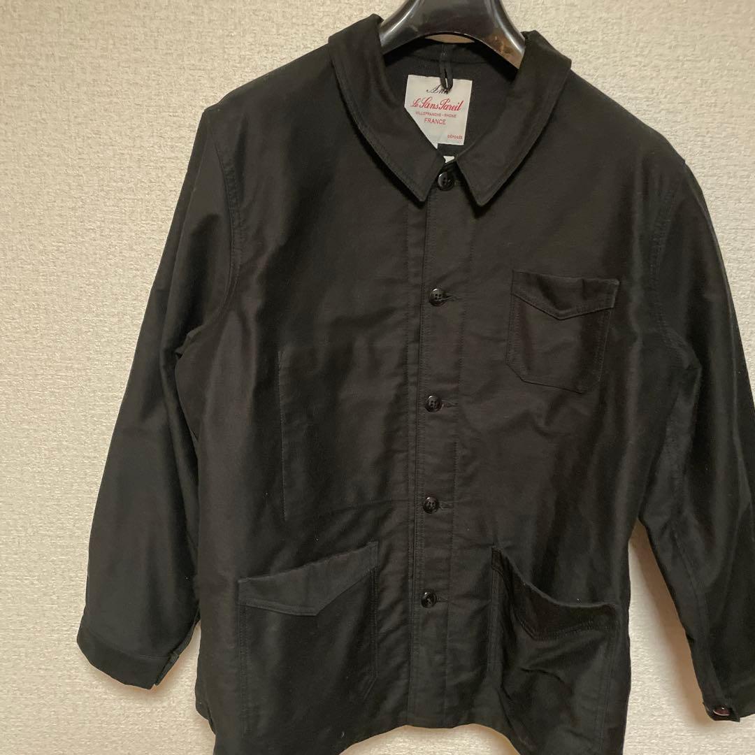 Le Sans Pareil モールスキン　ブラックカバーオール 42