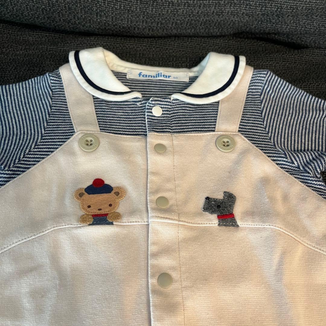 familiar ストライプロンパース　60cm 長袖ロンパース