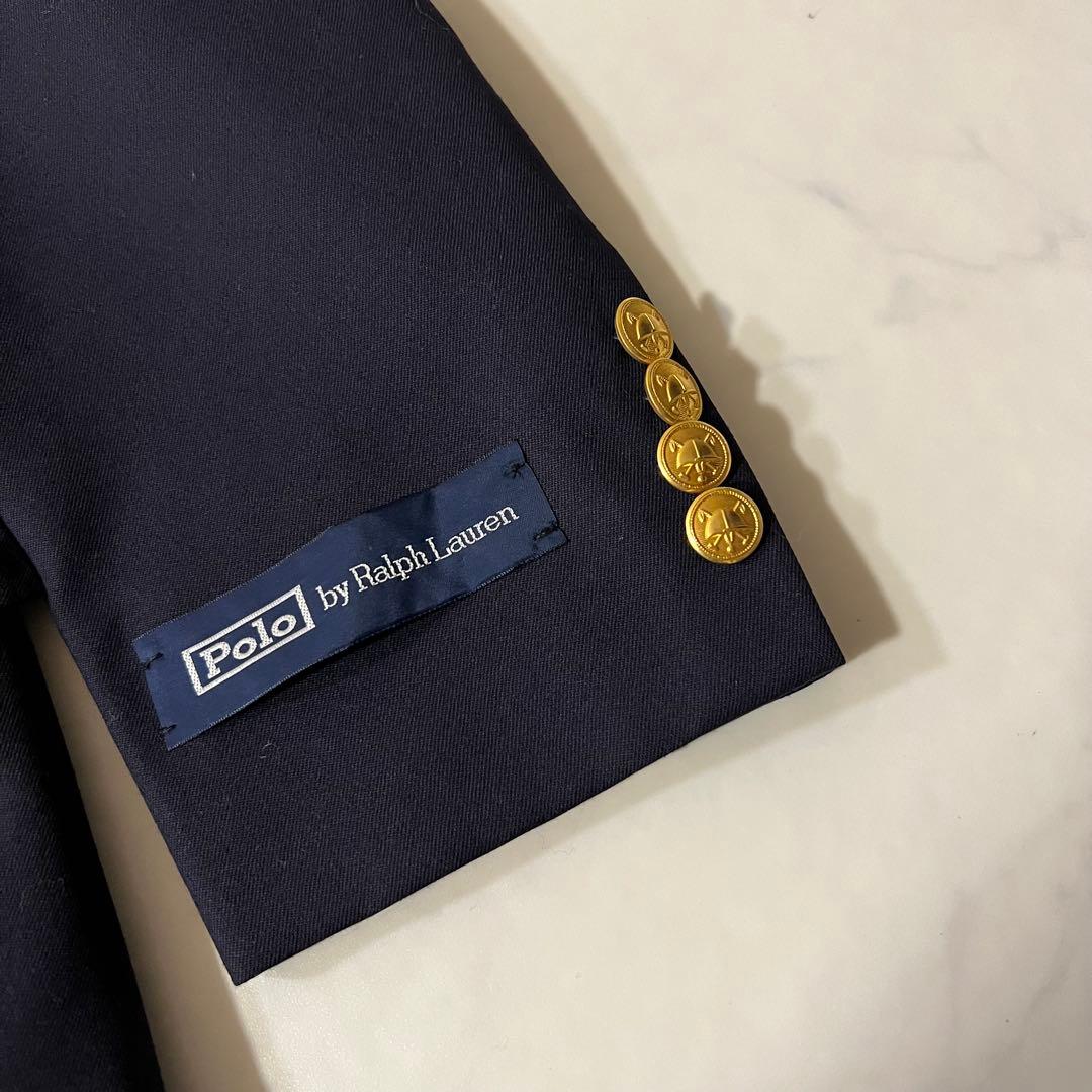 未使用タグ付 ポロバイラルフローレン 紺ブレ 金ボタン テーラードジャケット