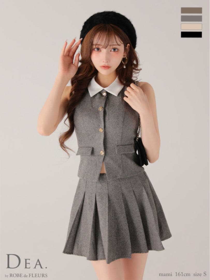 ローブドフルールクラシカルベストセットアップフレアミニキャバドレス