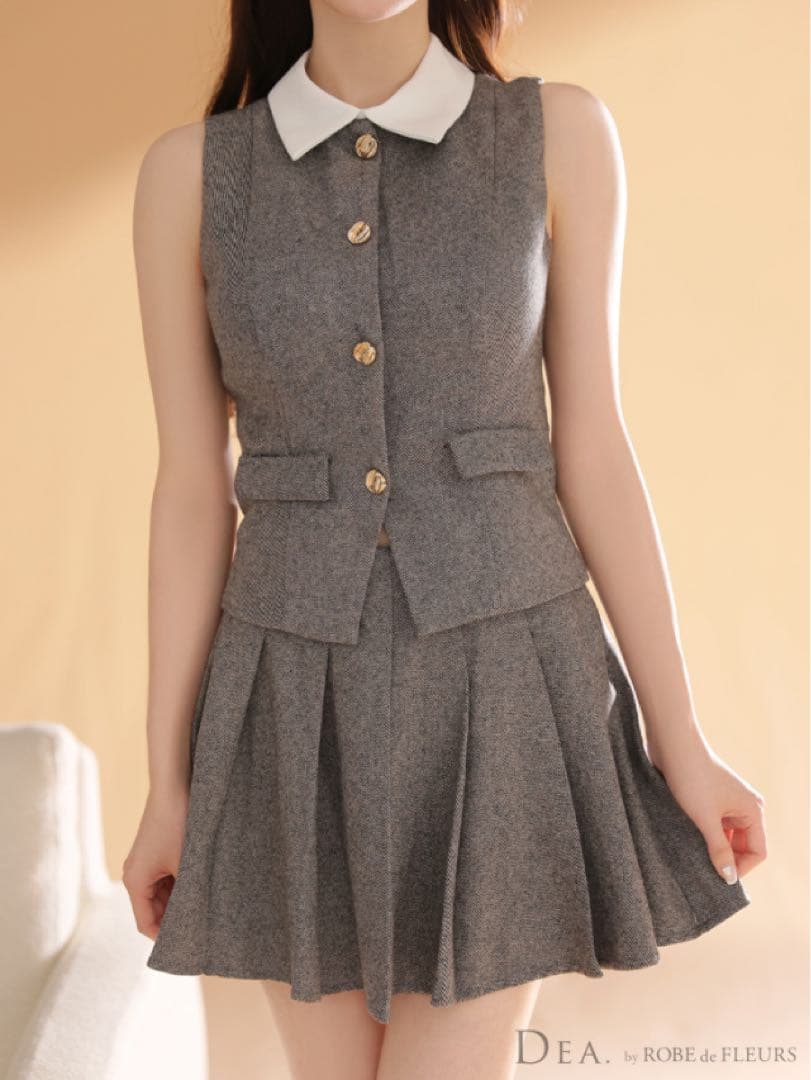 ローブドフルールクラシカルベストセットアップフレアミニキャバドレス