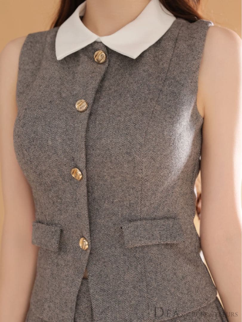 ローブドフルールクラシカルベストセットアップフレアミニキャバドレス