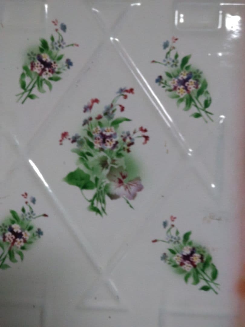 レードルラック　アンティーク　花柄　ホーロー