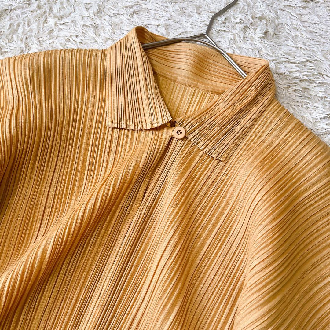 PLEATS PLEASE イッセイミヤケ　プリーツ半袖シャツ　ポロシャツ　L