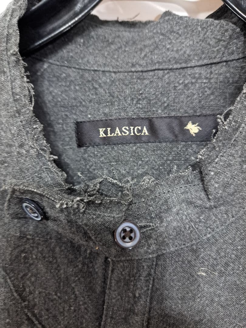 未使用　KLASICA　リネンシャツ　長袖　チャコールグレー