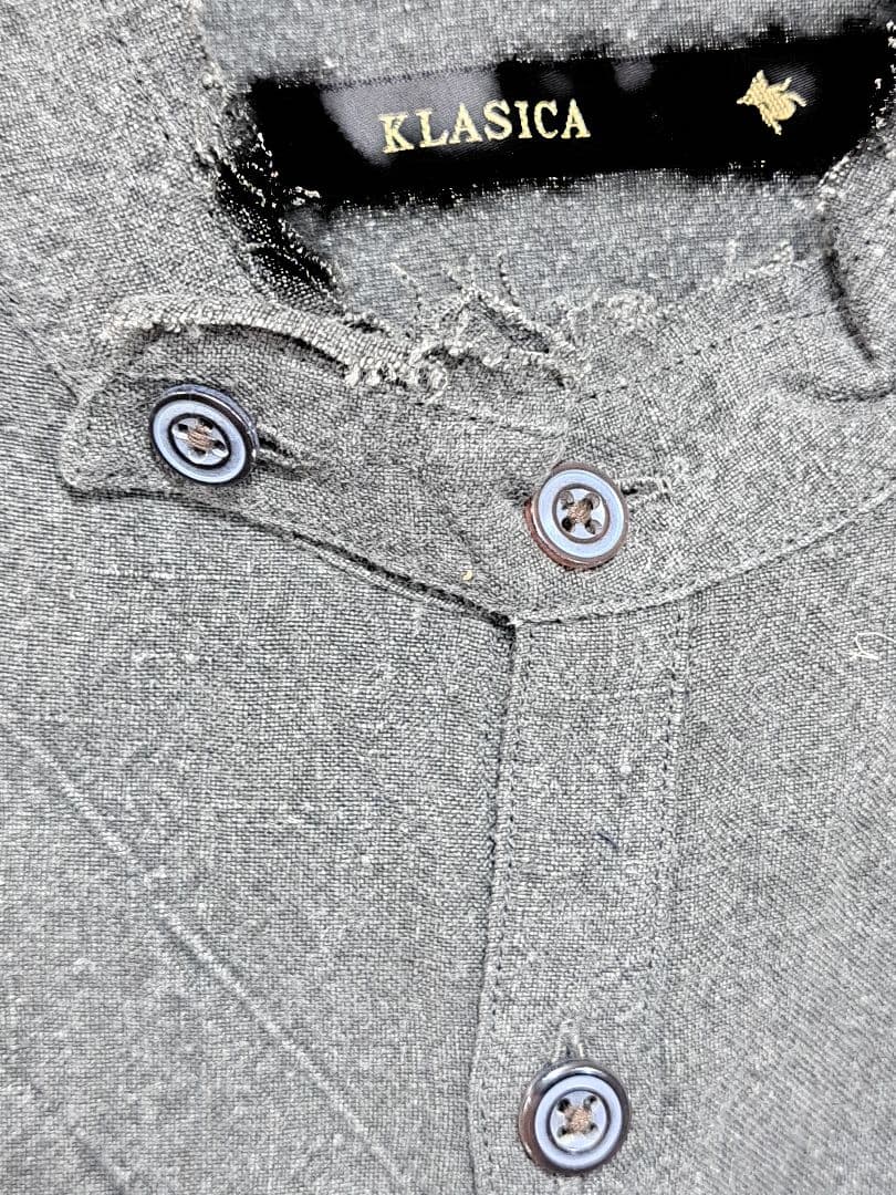 未使用　KLASICA　リネンシャツ　長袖　チャコールグレー