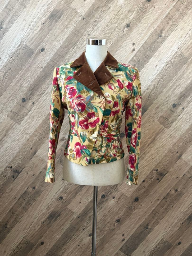 KENZO ケンゾー 日本製 ベロア 切替 花柄 総柄 テーラードジャケット