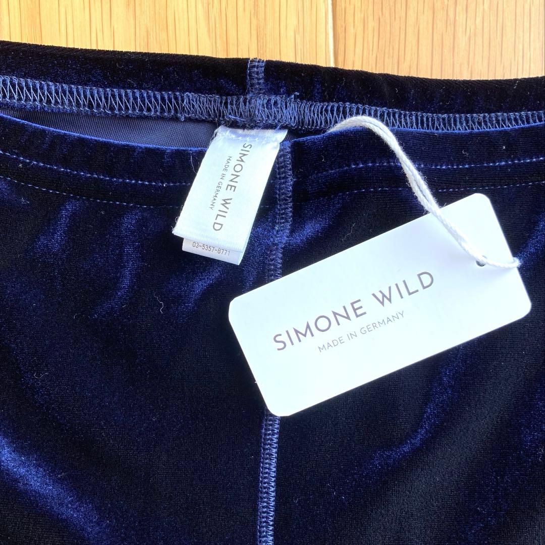 simone wild ベロア　バイカーパンツ　ネイビー　Sサイズ