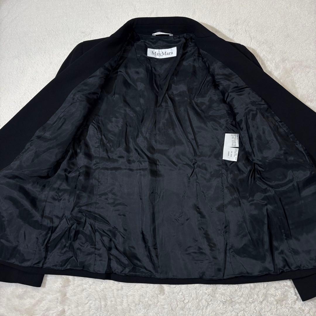 《美品》MaxMara 最高級白タグ ウール テーラードジャケット 黒 38