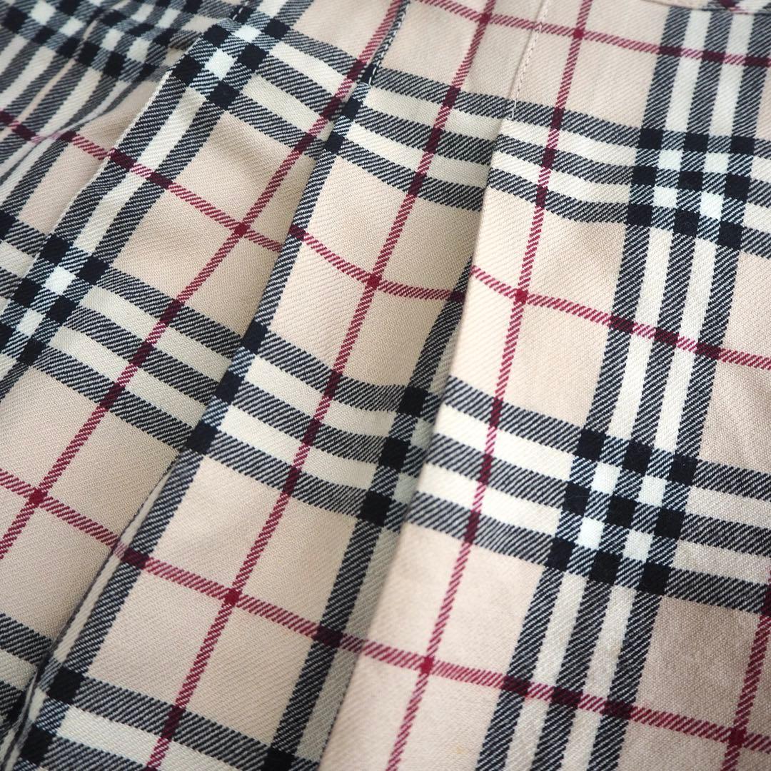 美品 バーバリー ノバチェック プリーツ 巻きスカート フリンジ ベルト ミニ