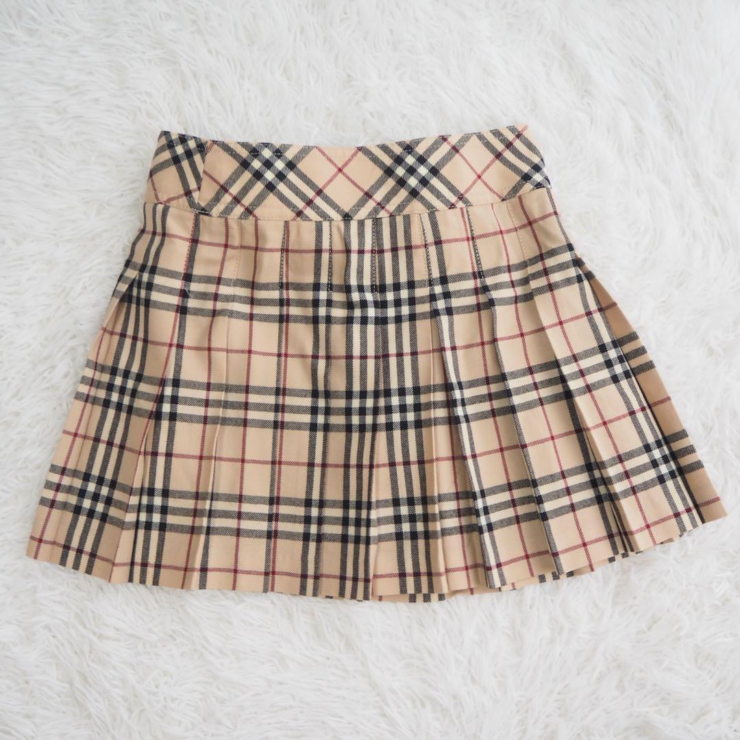 美品 バーバリー ノバチェック プリーツ 巻きスカート フリンジ ベルト ミニ