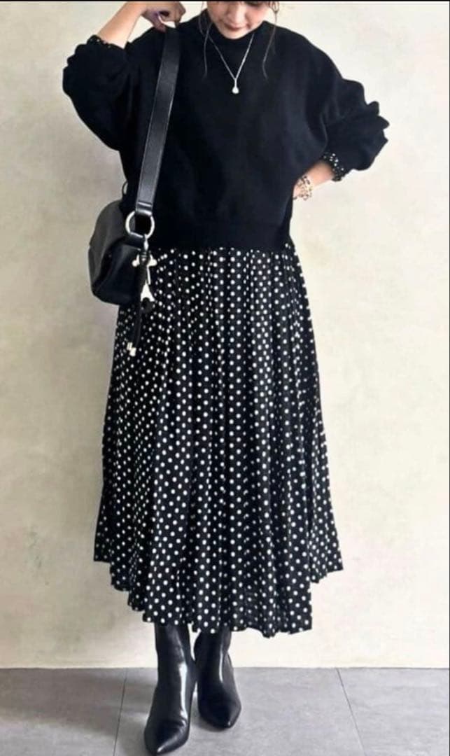 BEARDSLEY ビアズリー　ドットギャザーワンピース サイズ1 新品