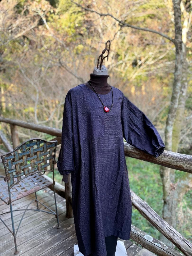藍絣　正絹　ワンピース