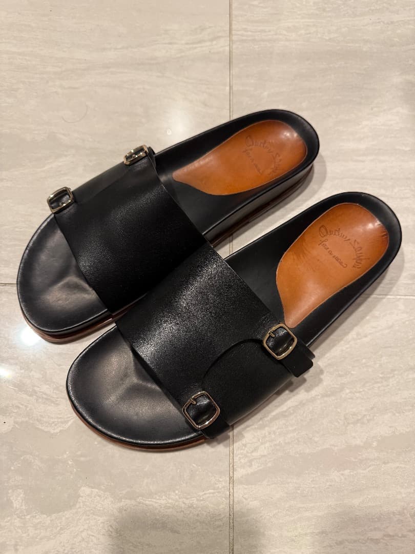 中古【SNTONI サントーニダブルバックル レザーサンダル 定価12.4万円】