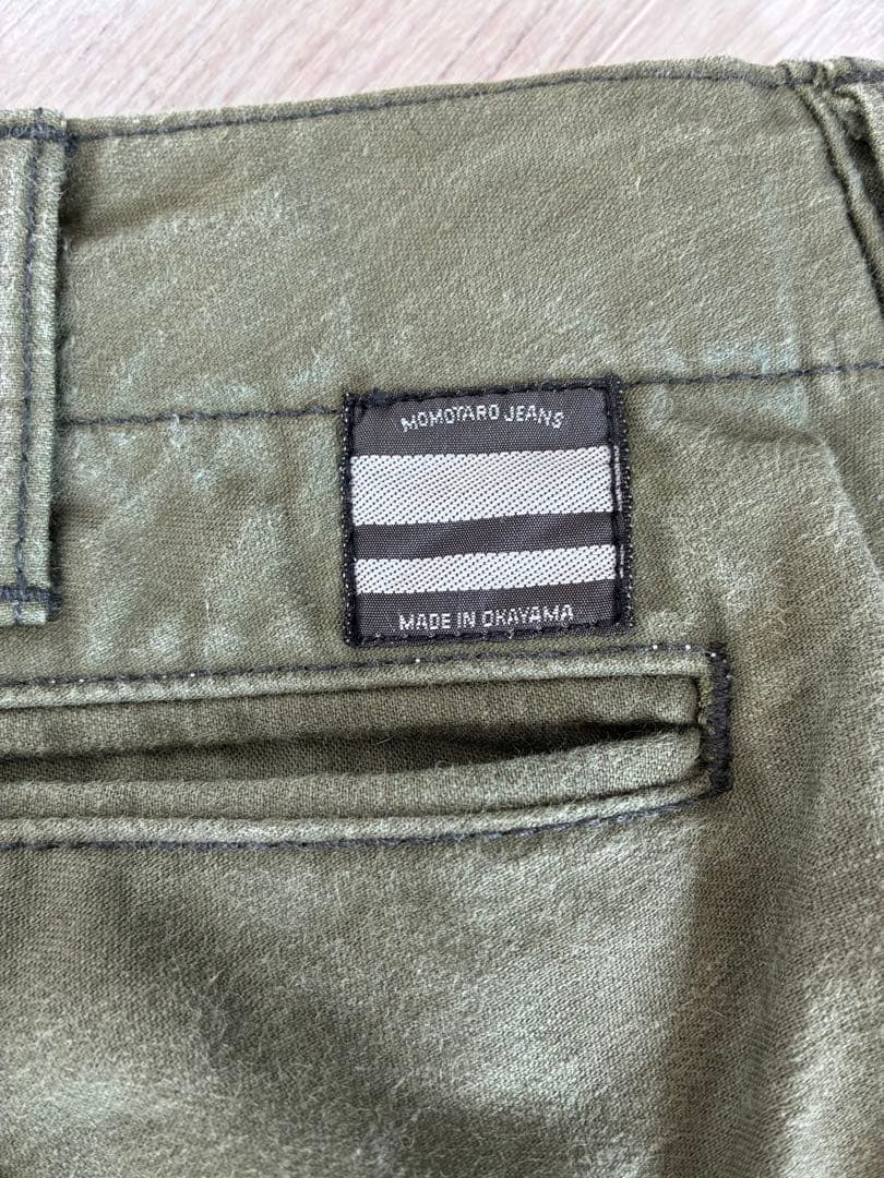 入手困難‼️桃太郎ジーンズ　カーゴパンツ オリーブ　美品‼️