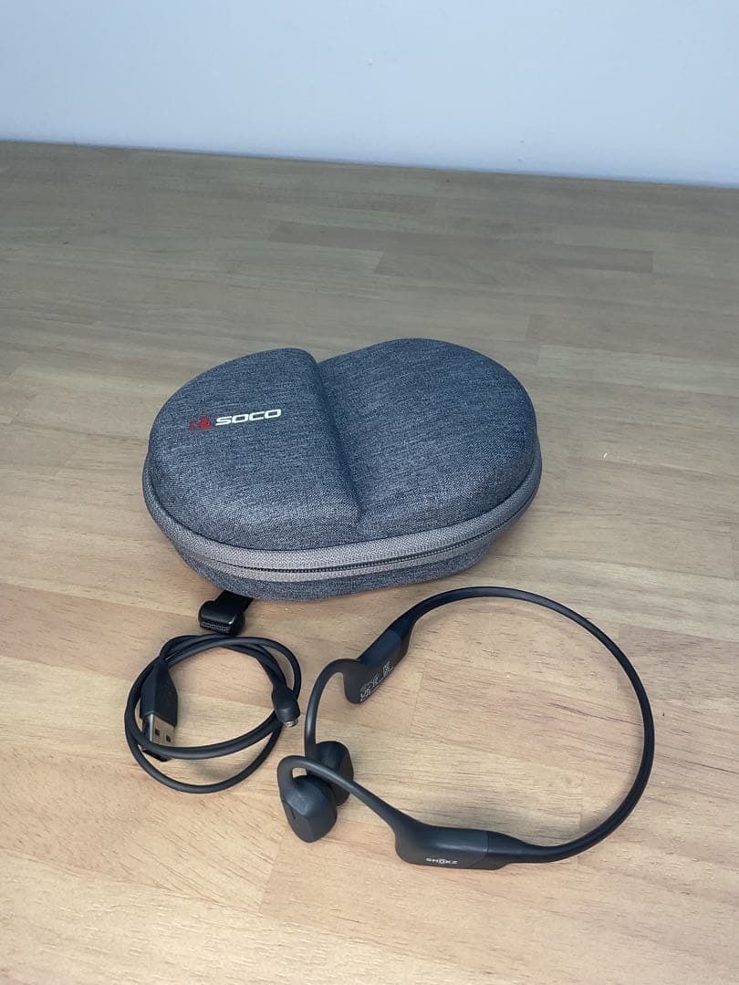 Shokz OpenRun S803骨伝導イヤホン 充電ケーブル付　現状品