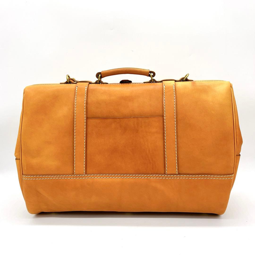 【HERZ】2wayバッグ　ボストンバッグ　口枠　レザー　キャメル