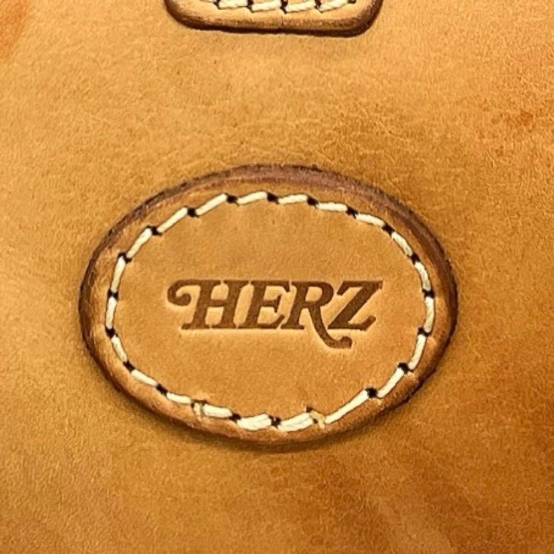 【HERZ】2wayバッグ　ボストンバッグ　口枠　レザー　キャメル