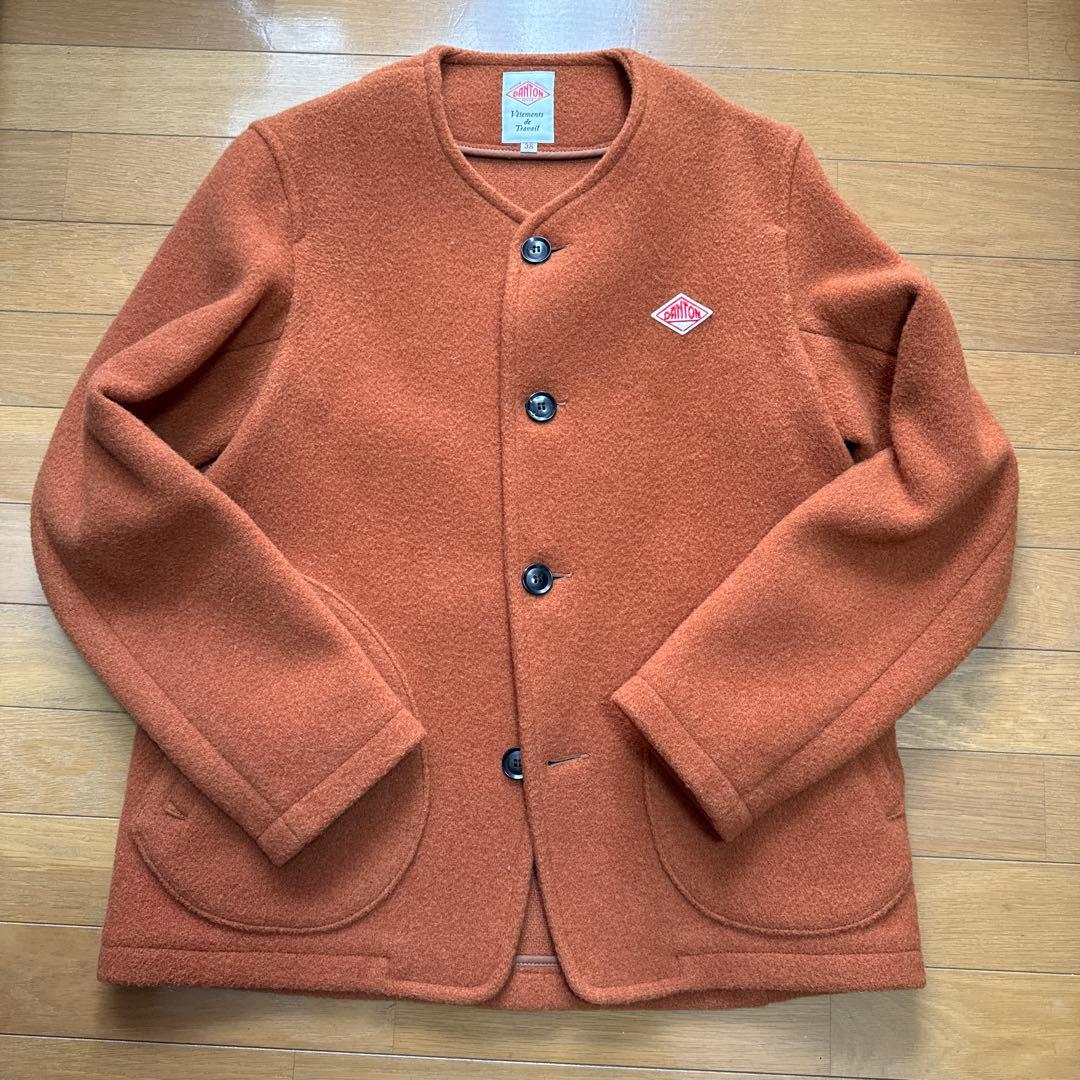 【2/22まで】DANTON ノーカラージャケット サイズ38 オレンジ