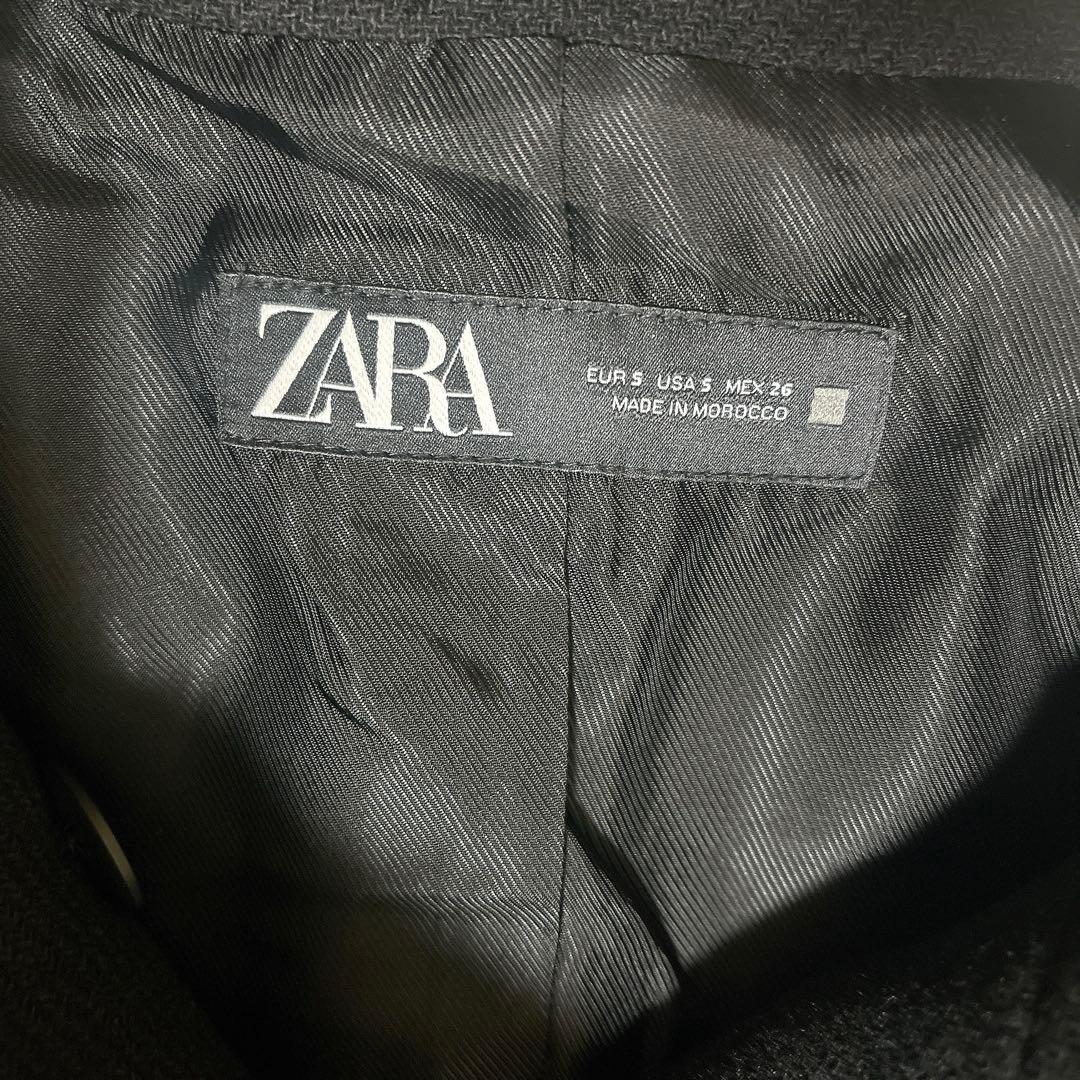 【美品】ZARA ダブルブレスト ナポレオンコート ウール ブラック S