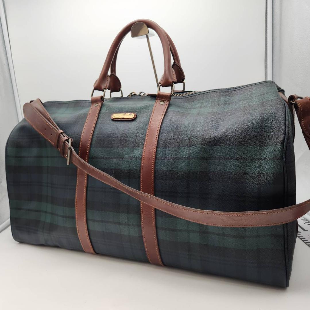 ポロラルフローレン ボストンバッグ 幅60 チェック柄 PVC 旅行鞄 メンズ