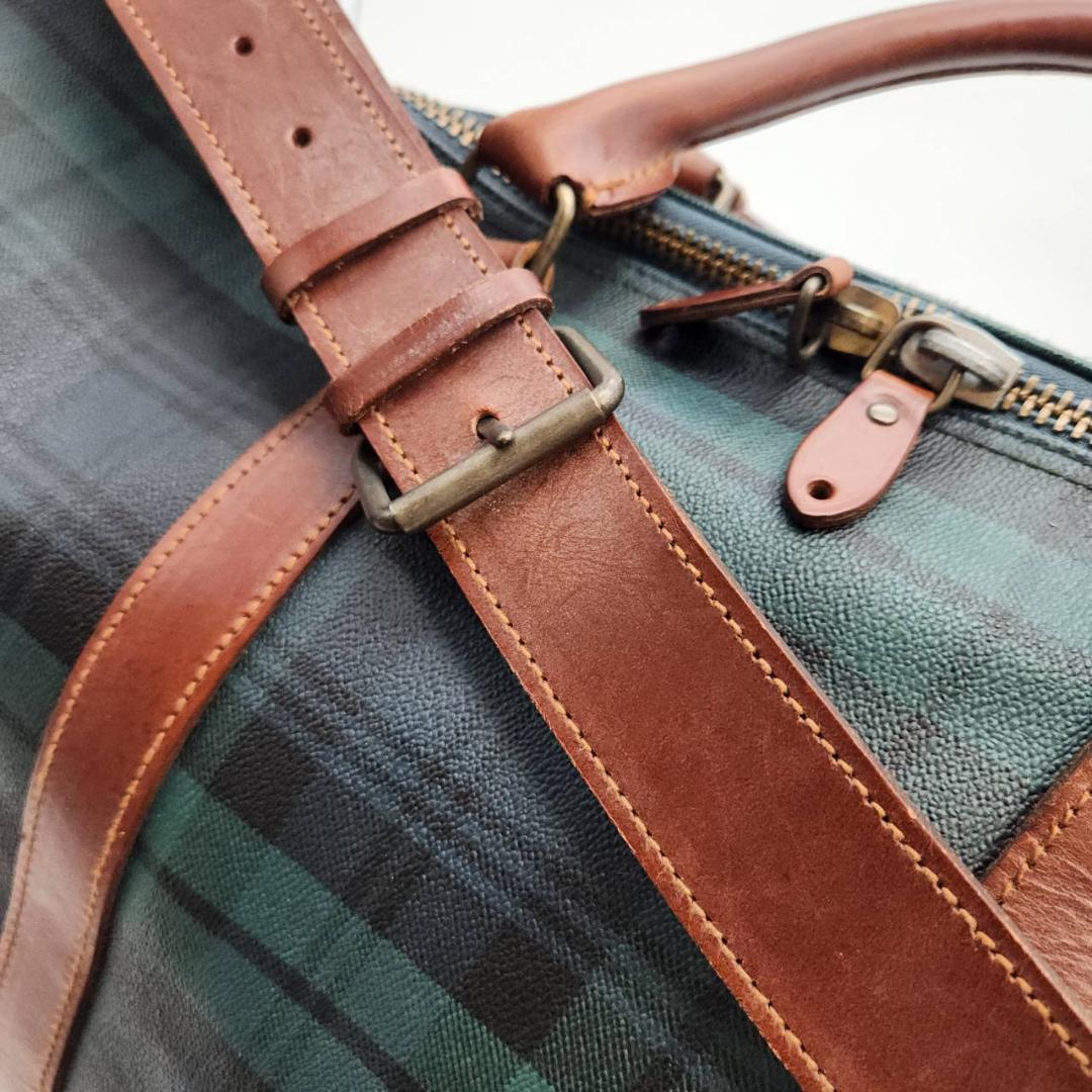 ポロラルフローレン ボストンバッグ 幅60 チェック柄 PVC 旅行鞄 メンズ