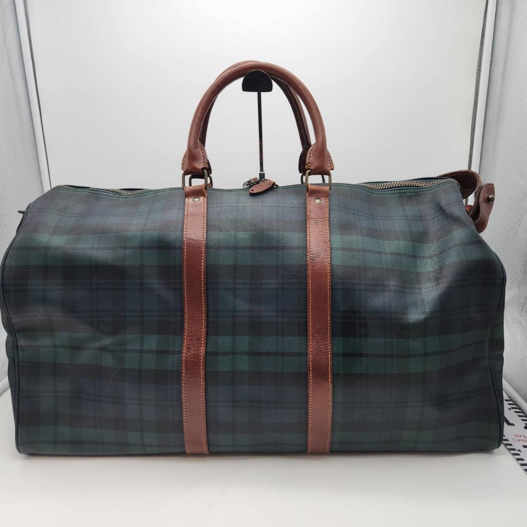 ポロラルフローレン ボストンバッグ 幅60 チェック柄 PVC 旅行鞄 メンズ