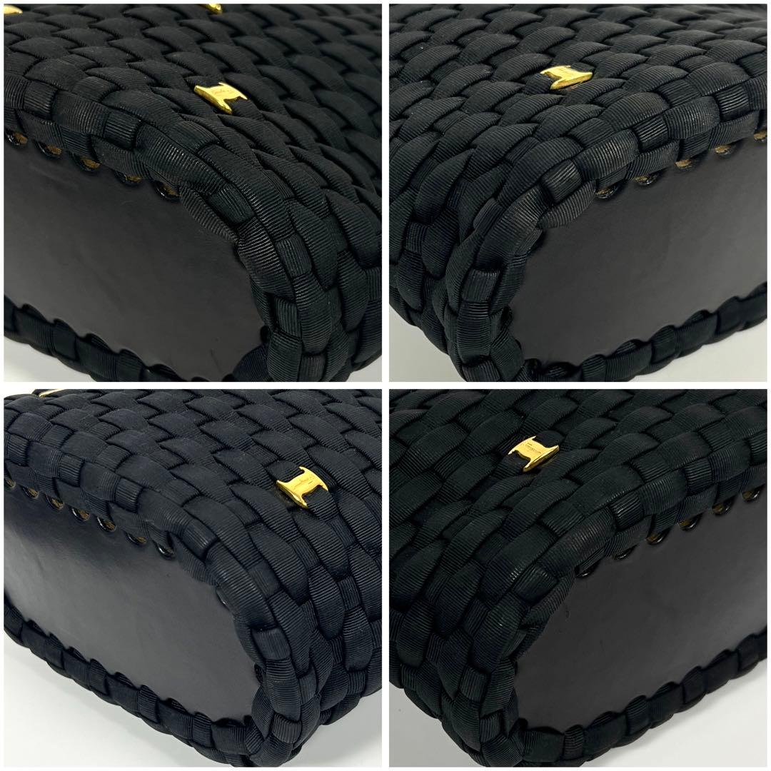 状態良好 サルヴァトーレ・フェラガモ ミニ カゴバッグ イタリア製 ブラック