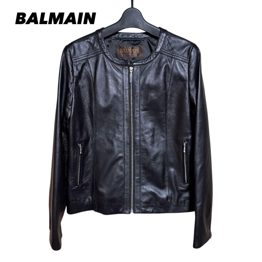 BALMAIN バルマン ラムレザー ジャケット シングルライダース 13号
