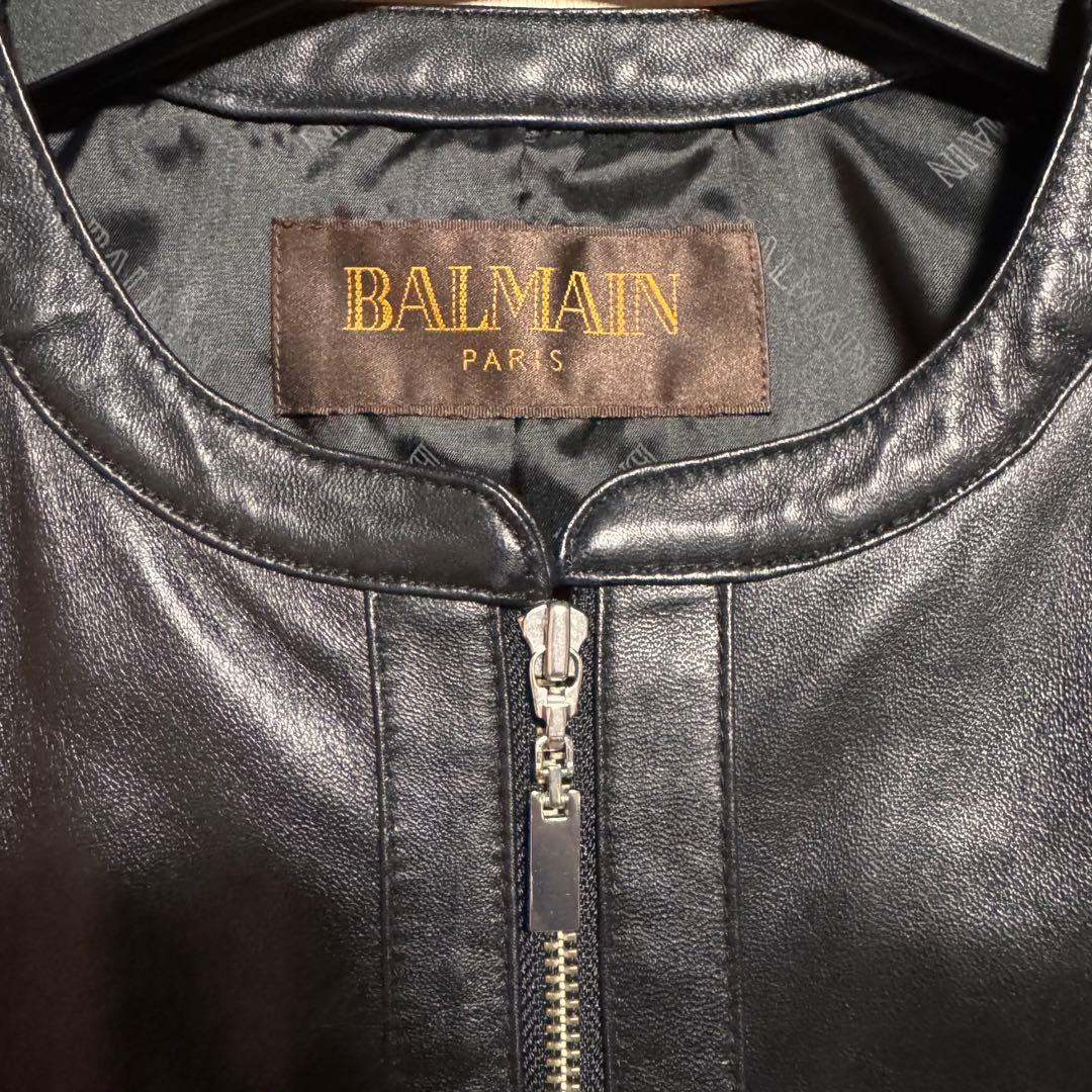 BALMAIN バルマン ラムレザー ジャケット シングルライダース 13号