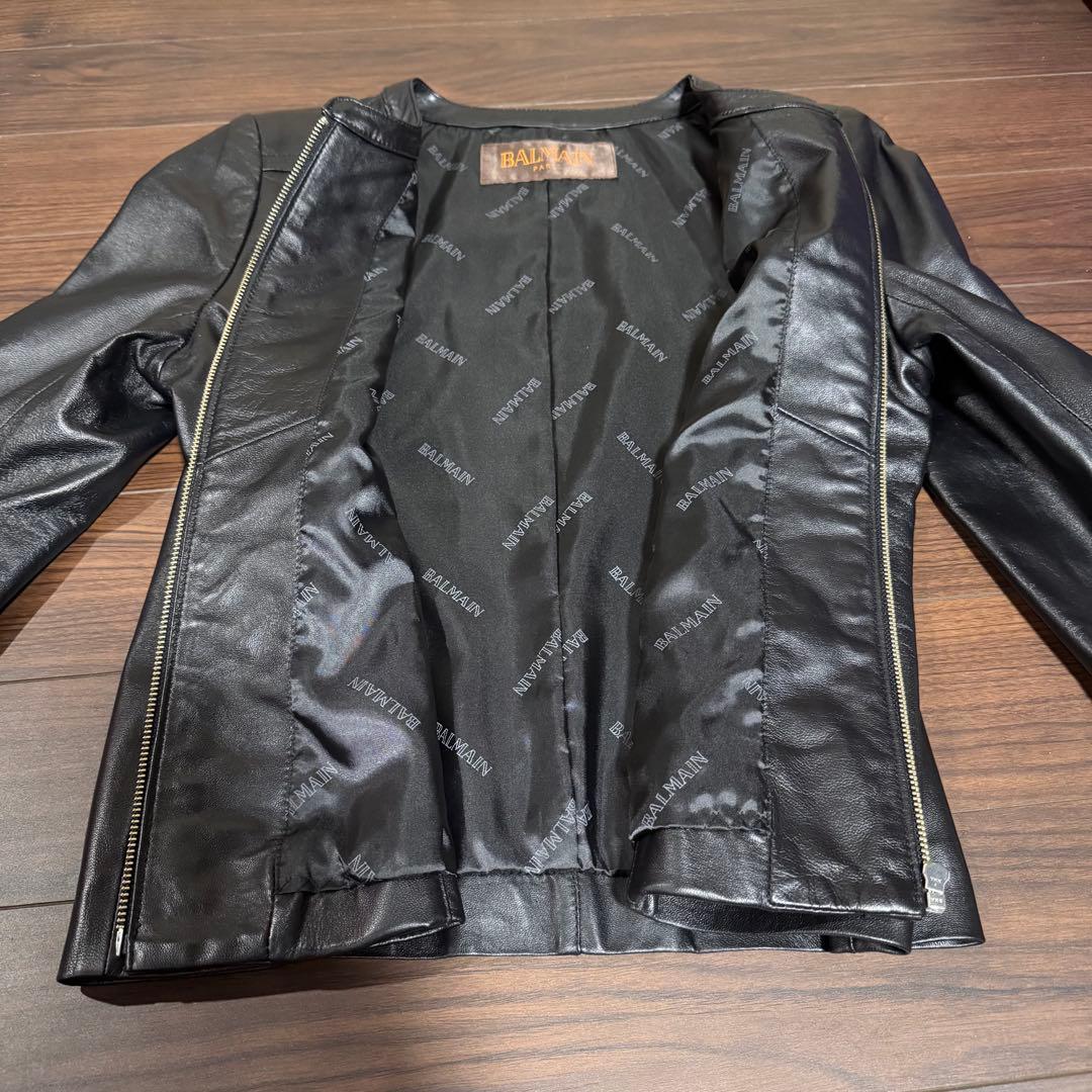 BALMAIN バルマン ラムレザー ジャケット シングルライダース 13号